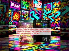 Προσαρμοσμένη παραγγελία αποδεκτή Ολογραφική λαμπερή κηλίδα UV φύλλο λέιζερ κάρτα χαρτιού Ασημένιο με χρυσό σφραγίδα Σκληρό καραμπίνα